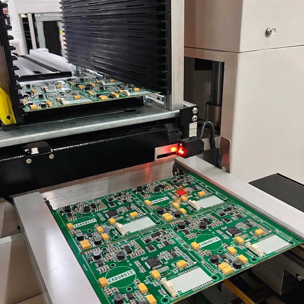 PCB panel stack on workbench