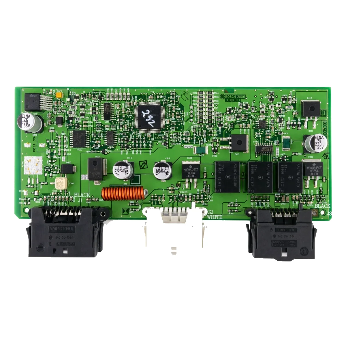Automotive body-control ECU PCBA with vehicle connectors