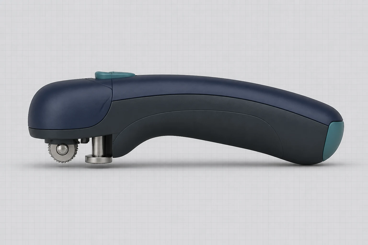 Side-view CAD model of an ergonomic electric can opener developed for production