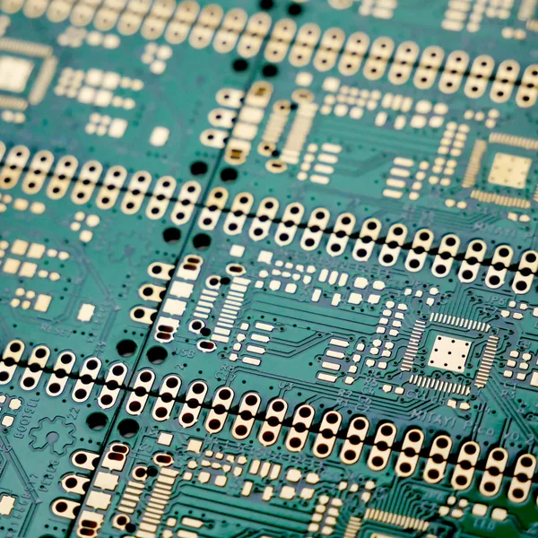 Representative ENIG gold pad surface finish on a bare PCB