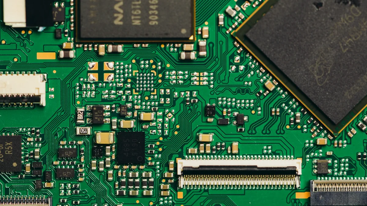 Close-up of populated PCB components used to illustrate alternate-part qualification