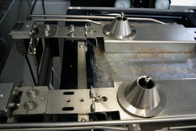 Selective soldering nozzles inside production equipment