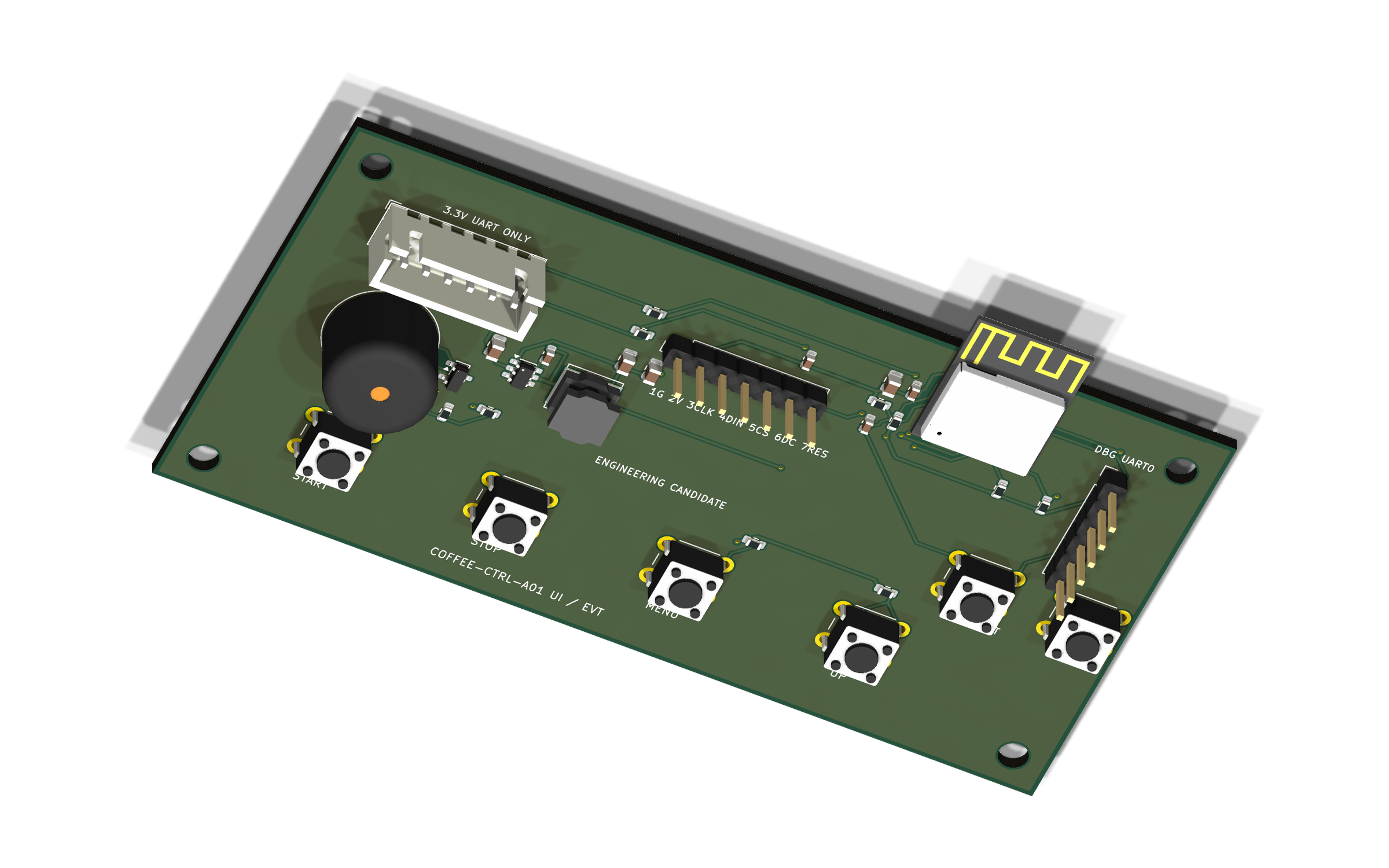 COFFEE-CTRL-A01 ESP32-C3 interface PCBA 3D model