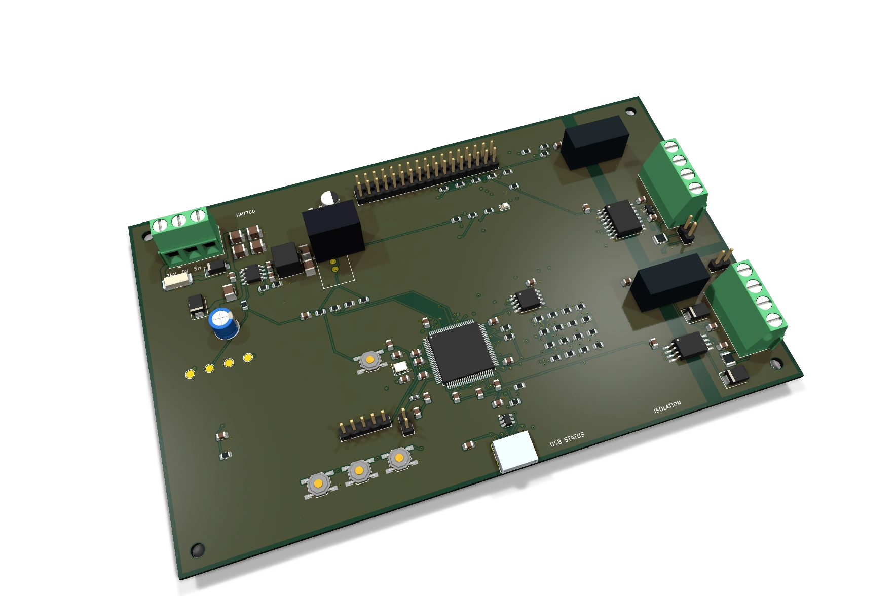 HMI700 industrial HMI PCBA 3D assembly view