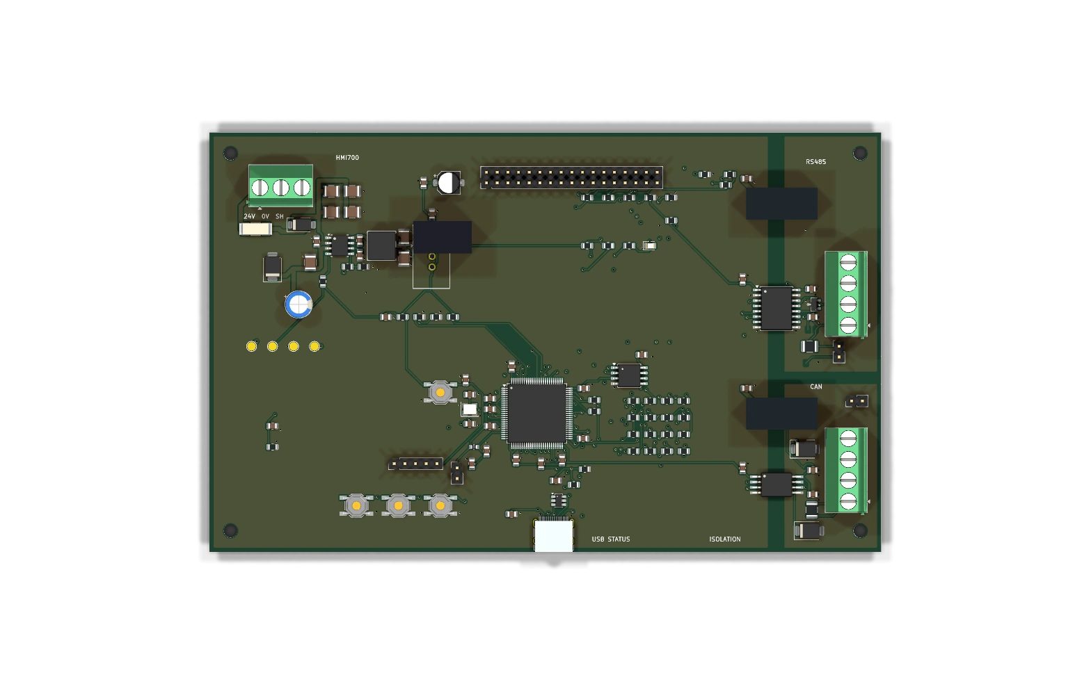 HMI700 industrial HMI PCBA 3D assembly view