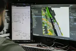 Electronics concept design with circuit schematic and product structure model on screen