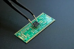 Prototype PCB assembly under bench probe validation